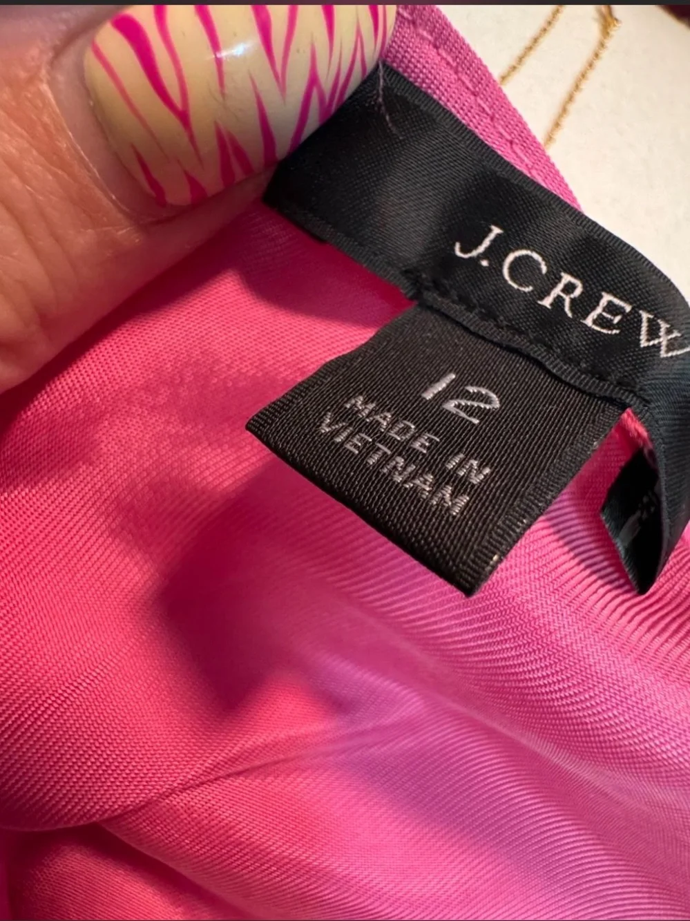 J. Crew Hot Pink puff sleeve midi dress silky feeling material size 12